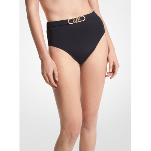 Michaelkors Stretch Nylon High-Waist Belted Bikini Bottom