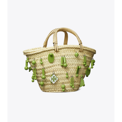 Tory Burch SMALL RAFFIA EMBROIDERED TOTE