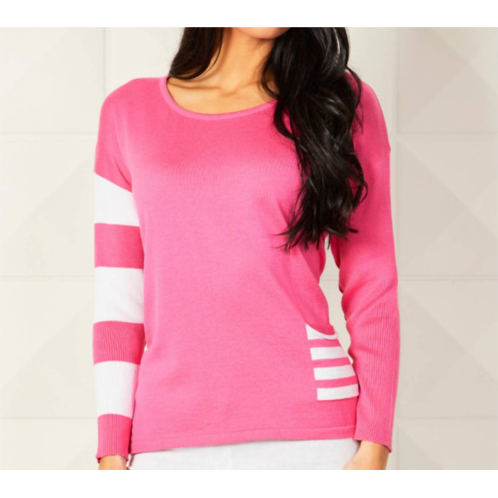 Angel Apparel crew neck stripe arm & pocket in petal