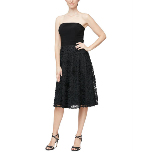 Alex & Eve womens strapless midi cocktail and party dress