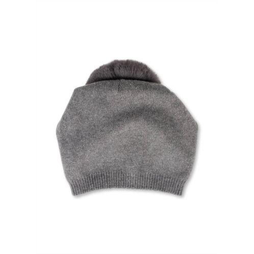 HAUTE SHORE brooklyn beanie faux pom pom in charcoal/charcoal