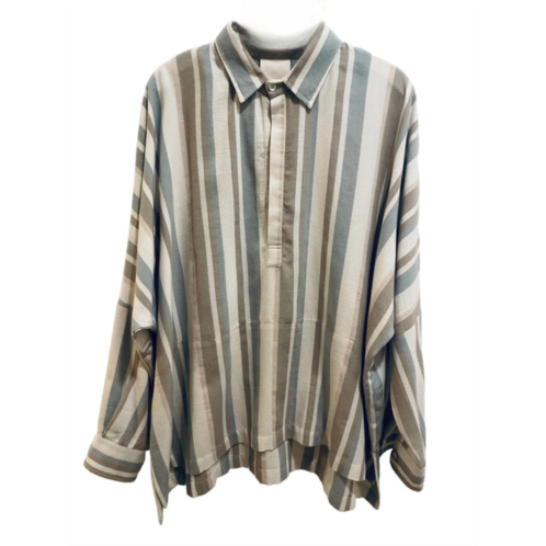 Marrakshi Life cropped long sleeve tunic in zagora stripe