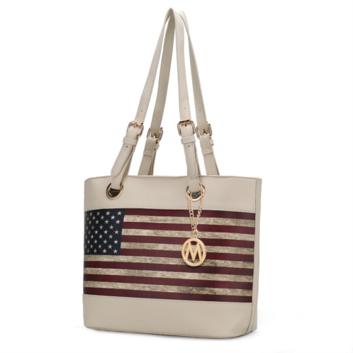 MKF Collection By Mia K. vera vegan leather patriotic flag pattern womens tote bag