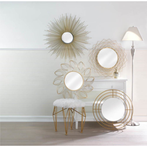 Actifo petals golden wall mirror - white