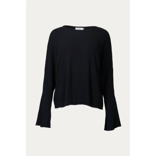 WORN ora silk-wool lounge top in black