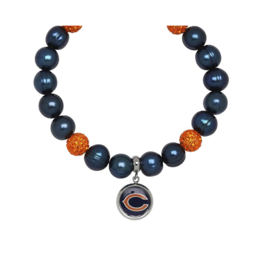 Honora chicago bears stretch pearl & crystal bracelet in blue