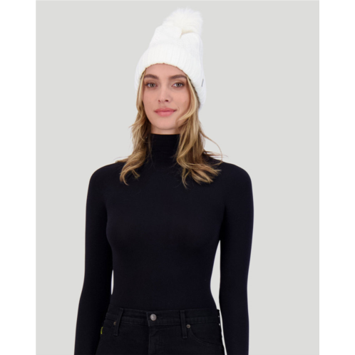 Gorski knit hat with fox pompom