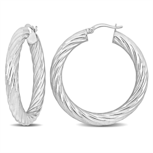 Mimi & Max 40x5mm twist hoop earrings in sterling silver