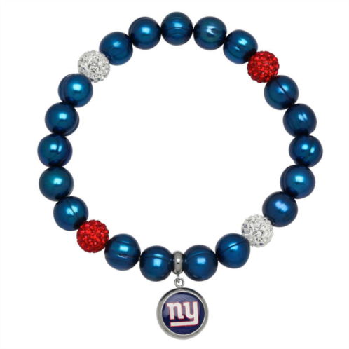 Honora new york giants stretch pearl & crystal bracelet in blue