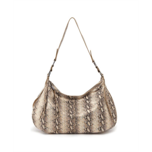 HOBO lennox leather shoulder bag in glam snake