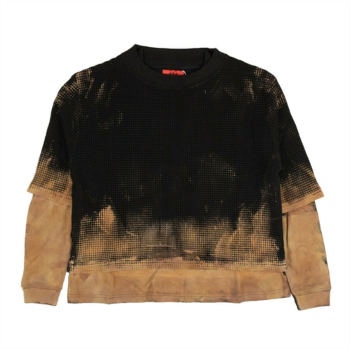 424 ON FAIRFAX waffle crewneck layet-shirt - black