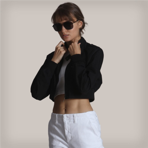 Members Only womens mini cropped racer jacket