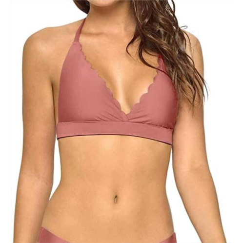 PQ Swim wave adjustable strap reversible seamless halter bikini top in dusty rose