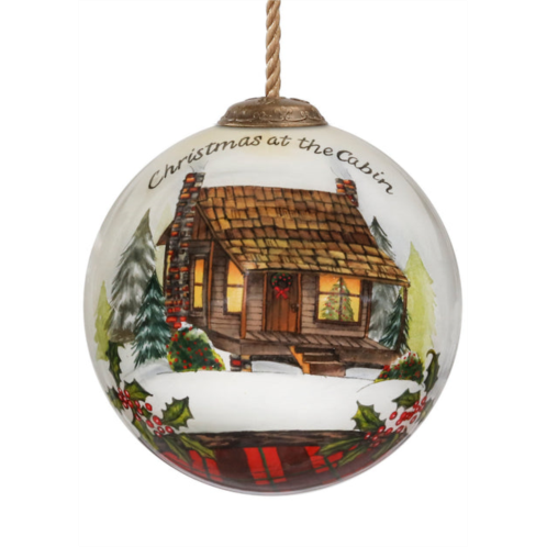 Homezia vintage christmas at the cabin hand painted mouth blown glass ornament