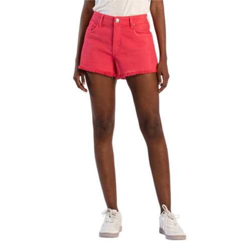 KUT FROM THE KLOTH jane high rise shorts with fray hem in watermelon