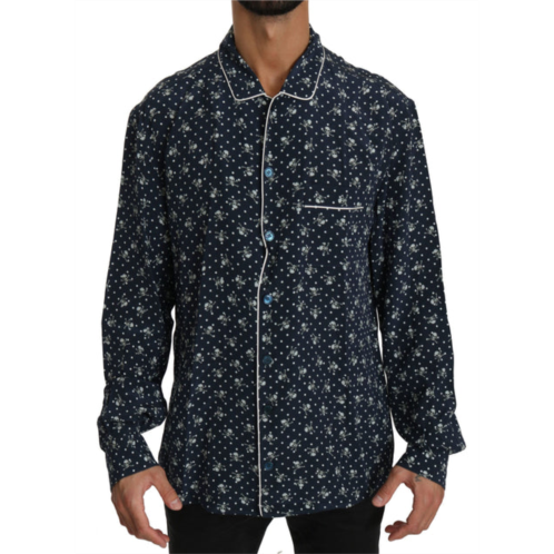 Dolce & Gabbana silken elegance: skull print lounge mens shirt