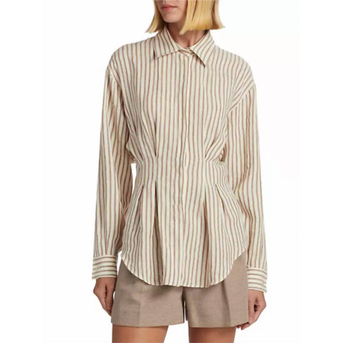 MaxMara eritrea stripe linen top in white