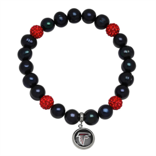 Honora atlanta falcons stretch pearl & crystal bracelet in black/red