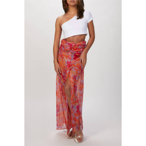 AMIR SLAMA tropical georgette skirt in caetano