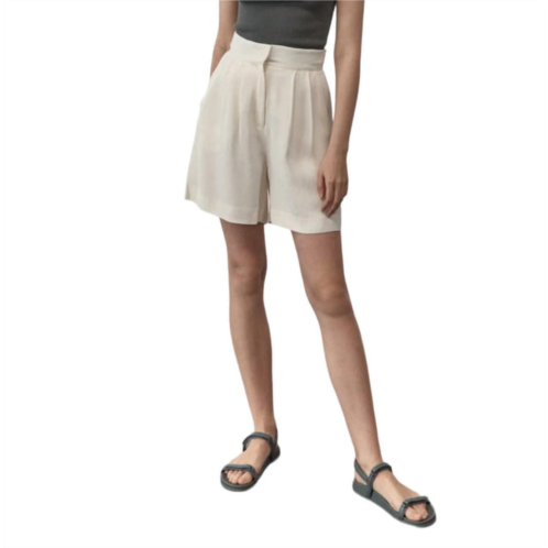 St. Agni high waist pleated shorts in cool white