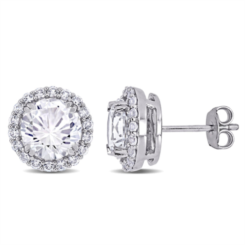 Mimi & Max 5 1/2ct tgw created white sapphire halo stud earrings in sterling silver