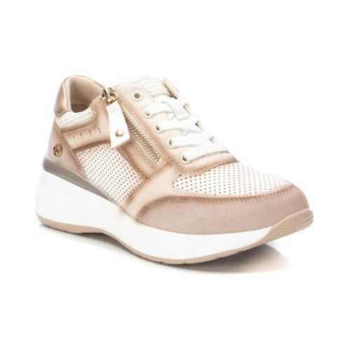 Xti womens lace-up sneakers in beige