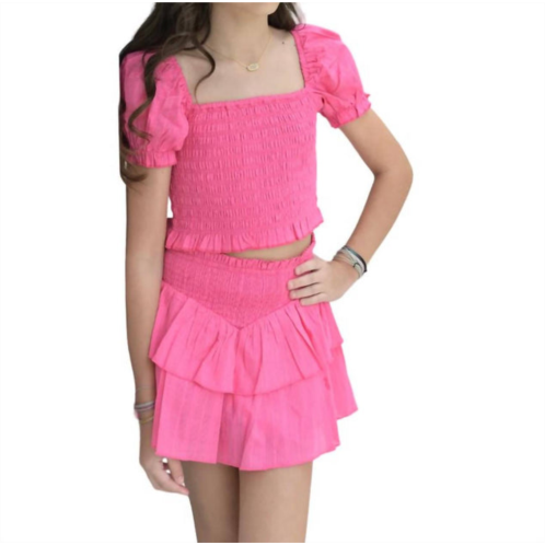 Katie J NYC brooke print skirt - tween in neon pink