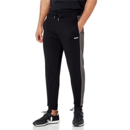 Hugo Boss mens embroidered cotton blend joggers, black