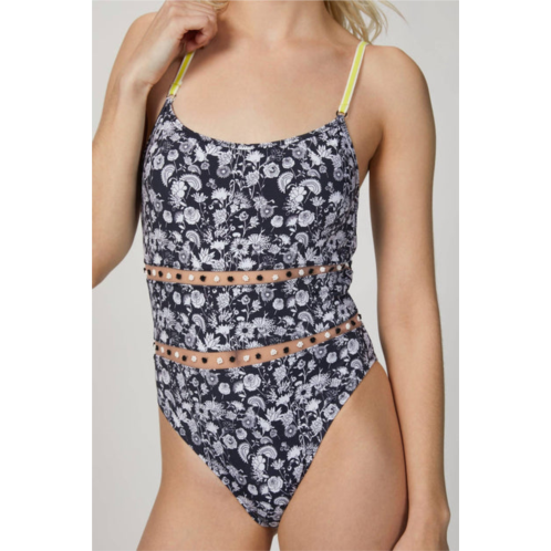 AMIR SLAMA cutout one-piece swimsuit in blue mini flowers