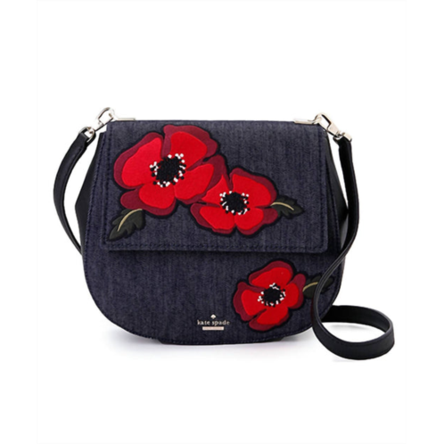 Kate Spade cameron street poppy floral byrdie crossbody in port blue multi