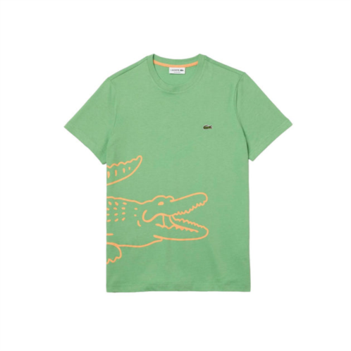 LACOSTE mens crew neck crocodile print organic cotton t-shirt in green