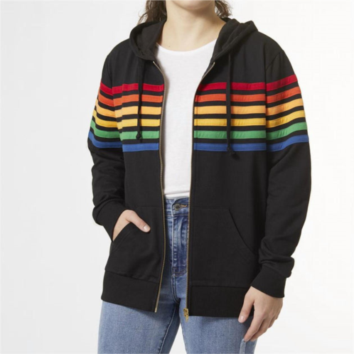 COCO + CARMEN amora multi stripe zip-up sweatshirt in black