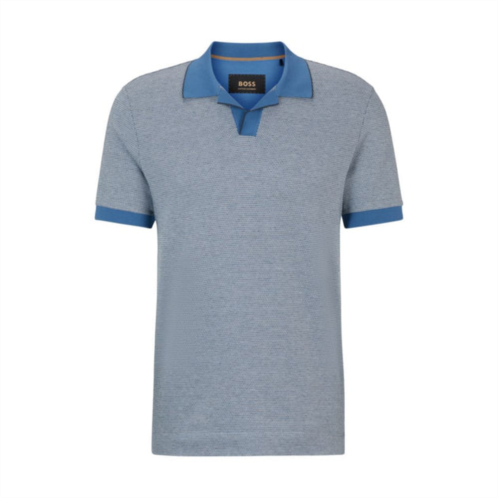 BOSS open-collar polo shirt in cotton and cashmere