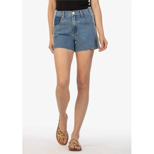 KUT FROM THE KLOTH jane high rise denim short in implemented wash