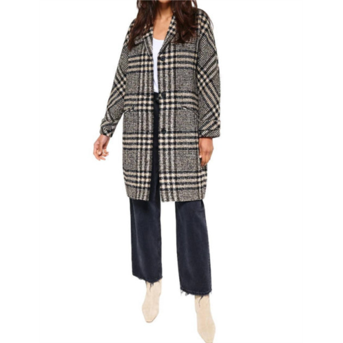 Smythe cocoon overcoat in black/oat plaid