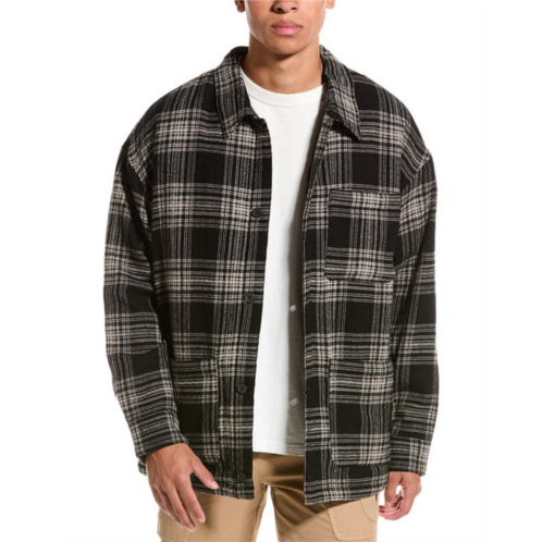 FRAME Denim padded check wool-blend overshirt