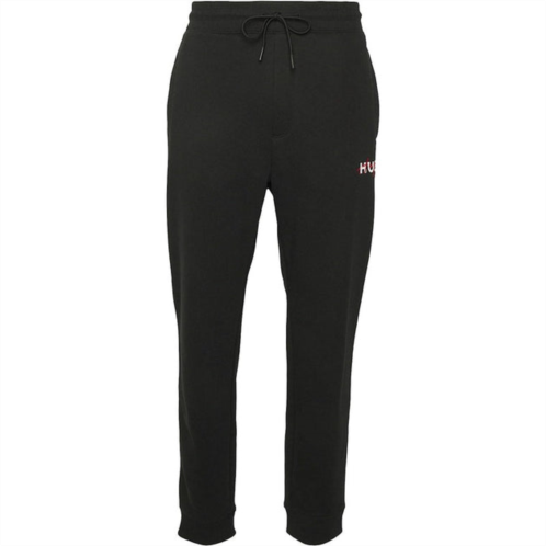 Hugo Boss mens black thick cotton drokko logo track pants