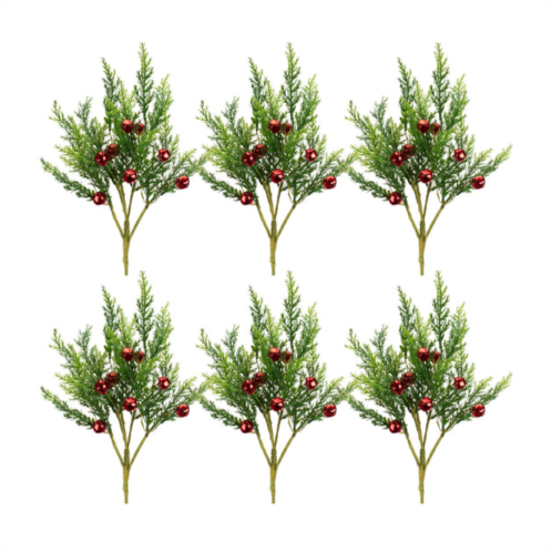 HouzBling pine pick w/bells (set of 6) 16.75h plastic