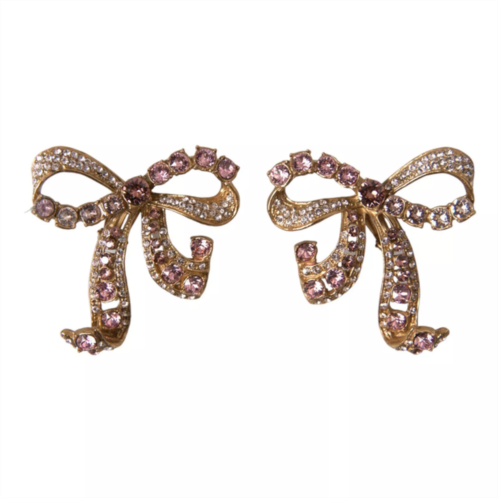 Dolce & Gabbana brass pink clear crystal bow fiocchi womens christmas