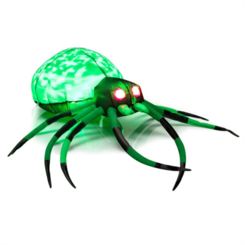 Hivvago 5 feet long halloween inflatable creepy spider with cobweb and leds