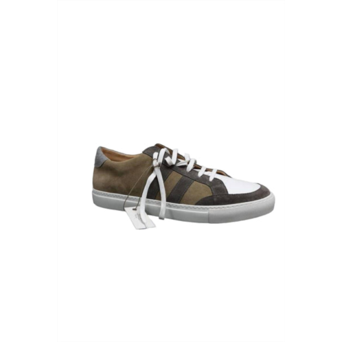 Eleventy men suede & leather sneaker in tan