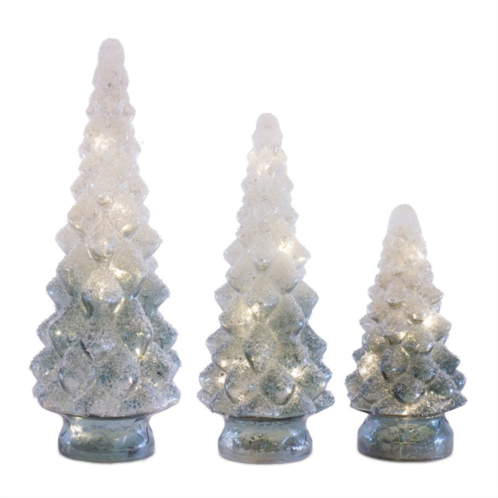 HouzBling led tree (set of 3) 9.5h, 13.25h, 15.75h glass 3 aa batteries, not included