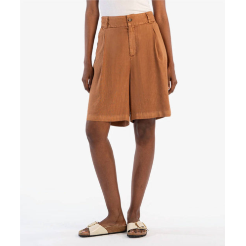 KUT FROM THE KLOTH nicolette linen shorts in whiskey