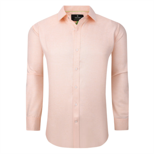 TOM BAINE solid linen feel long sleeve button down