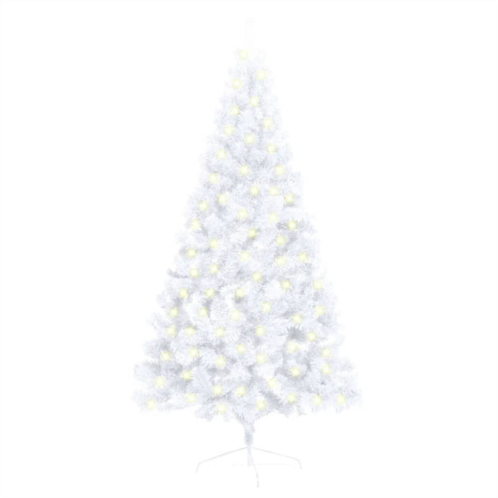 VidaXL artificial half pre-lit christmas tree with stand white 59.1 pvc