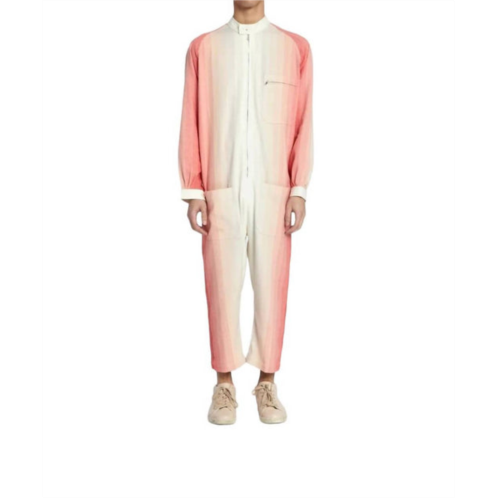 Marrakshi Life cropped boiler suit in mgouna stripe pink