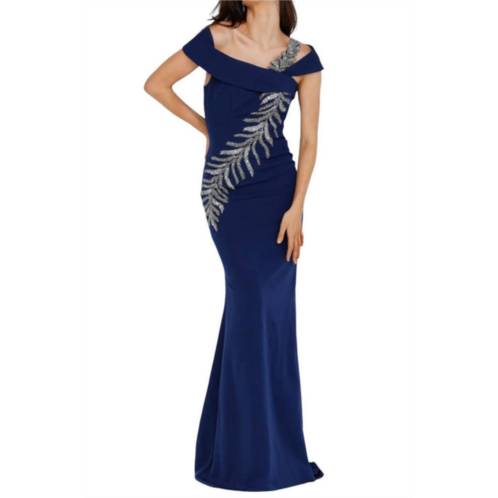 Terani Couture long mother of the bride dress in navy