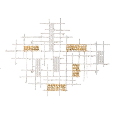 Homezia contemporary white and gold geo grid wall art