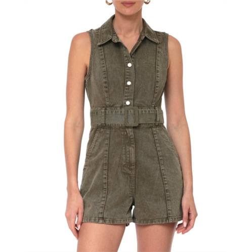 Avec Les Filles wide belt sleeveless romper