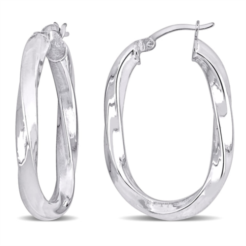 Mimi & Max 33x23mm oval twist hoop earrings in sterling silver